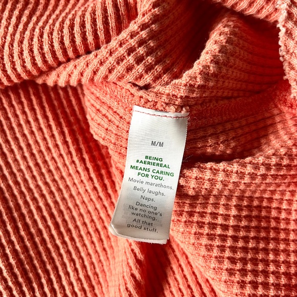 Aerie LumberJane Waffle Shirt Saturn Peach Orange Oversized Shacket Size M - Picture 9 of 11